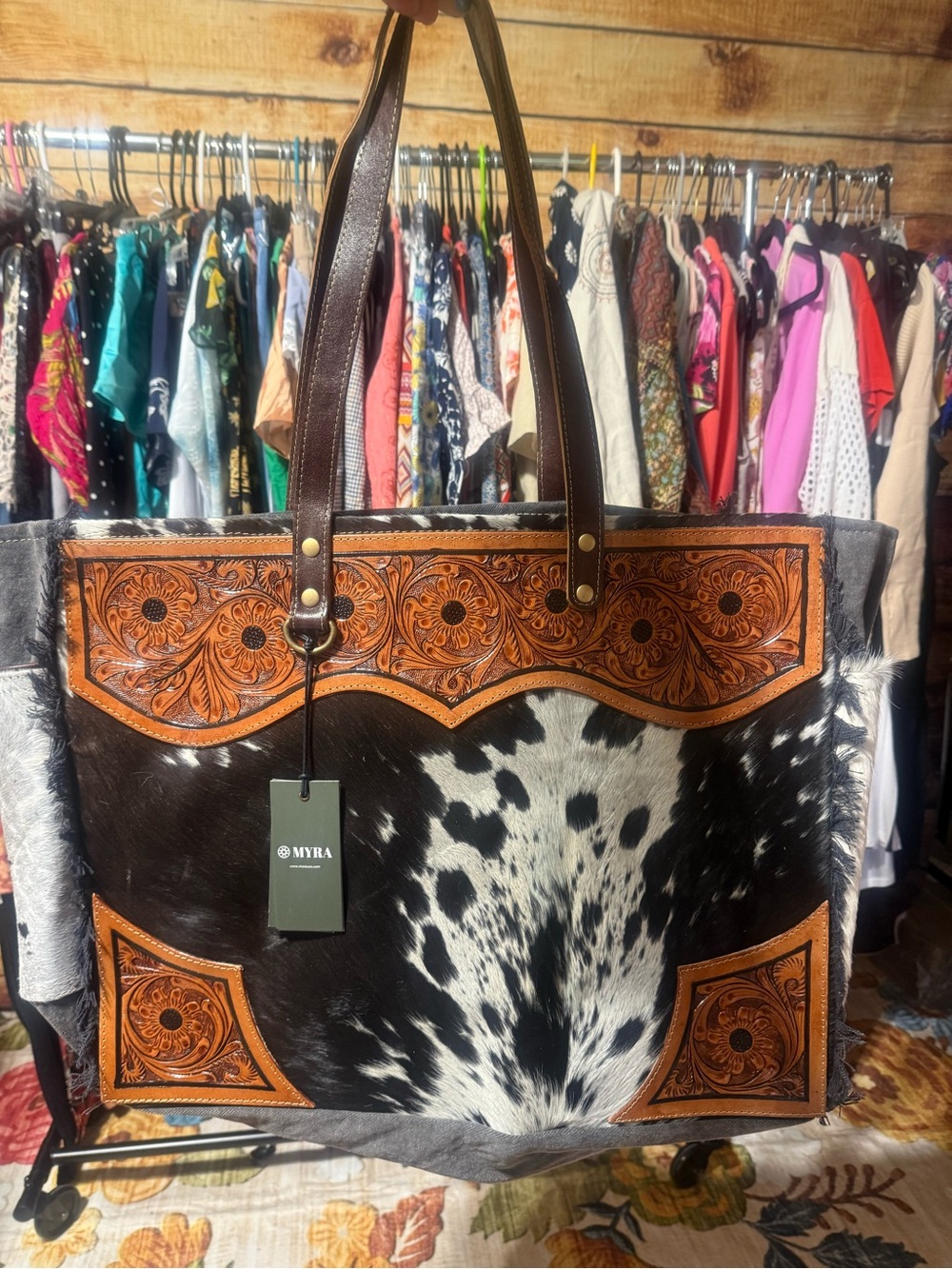 Myra Bag Cartwright Hand-tooled Leather Tote Bag